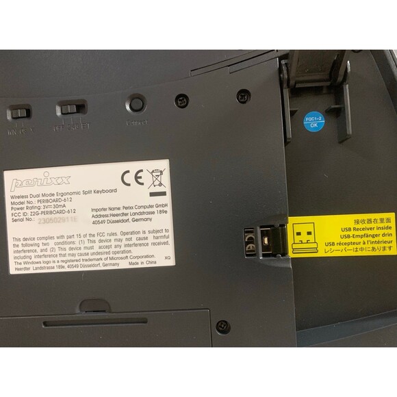 Black Perixx PERIBOARD-612 wireless ergonomic split keyboard - Picture 3 of 5